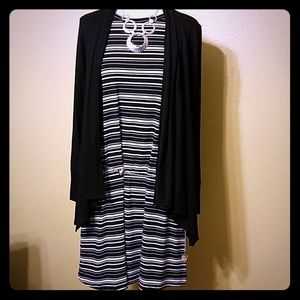 Kenneth Cole black and white striped dress